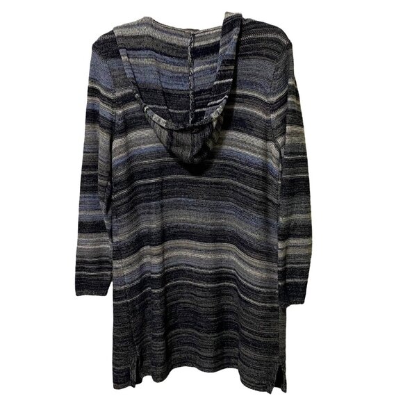 CATO Open Front Cardigan Size 14W 16W Gray Beachy Lagenlook Sweater Hoodie - Picture 2 of 6